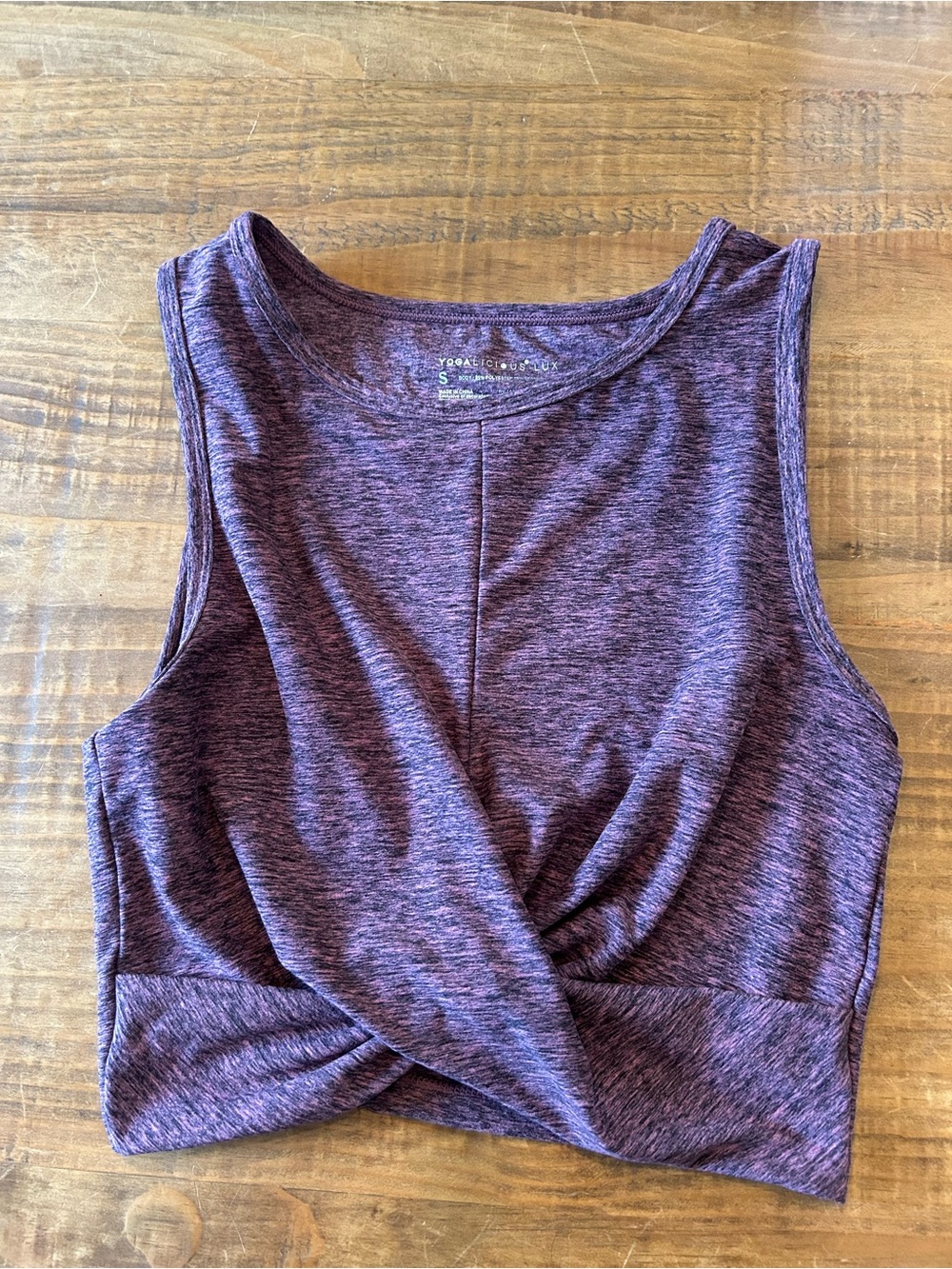 Yogalicious Heathered Plum Twist-Front Tank
